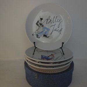 Pottery Barn Cocktail Plates  2 boxed sets= 8,  TIE ONE ON cowboy recipe plates